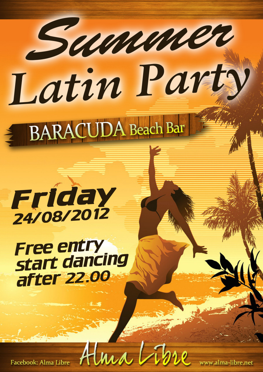 Latin party την Παρασκευή 24 Αυγούστου στο Beach Bar Baracuda στο Φανάρι Ροδόπης